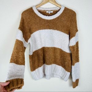 Madewell Teddy Brown and Whitebeige Striped Pullover Sweater